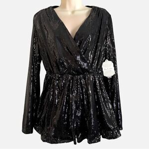 NEW Altar’d State Women’s Black Sequin Romper, Size Medium